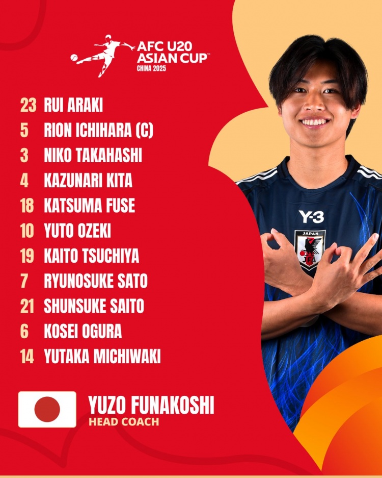  日本U20vs敘利亞U20首發(fā):高橋仁胡、佐藤龍之介出戰(zhàn) 高岡伶颯替補(bǔ)