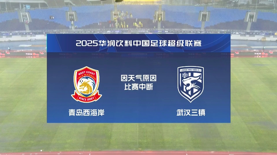  比賽延期！青島西海岸vs武漢三鎮(zhèn)進(jìn)行至18分鐘，因天氣中斷30分鐘