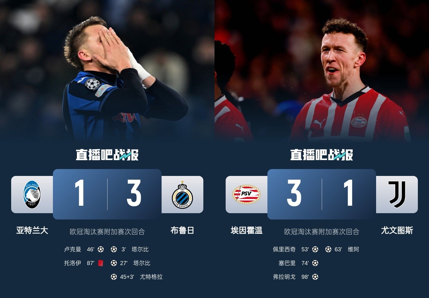  真是意甲拉垮？PSV淘汰尤文后3連敗，布魯日爆冷真藍(lán)黑后1勝難求