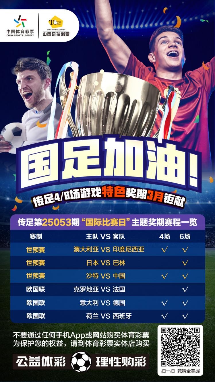  國(guó)足加油！傳足特色獎(jiǎng)期第25053期聚焦國(guó)際比賽日